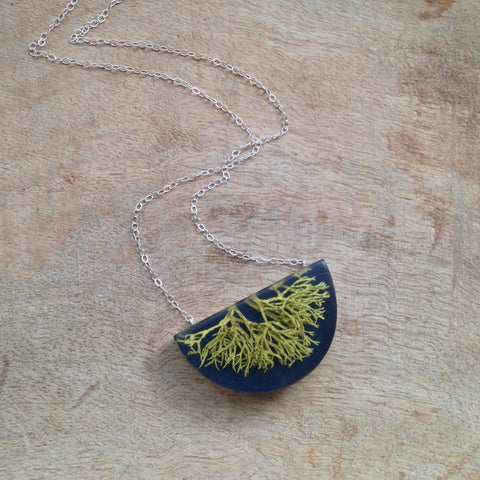 Oregon lichen half moon necklace