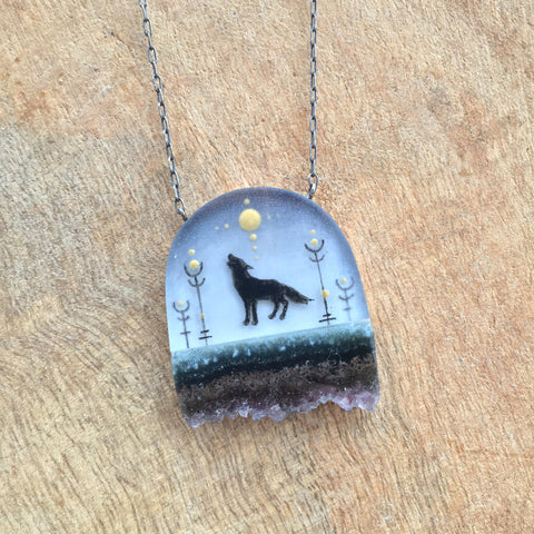 Crystal Wolf Necklace