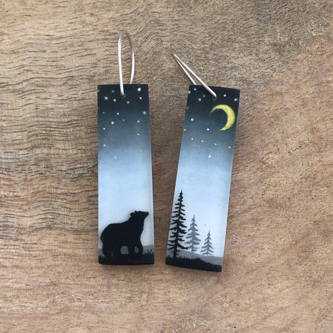 Bear and Moon Earrings