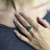 Model wearing Oregon lichen ring